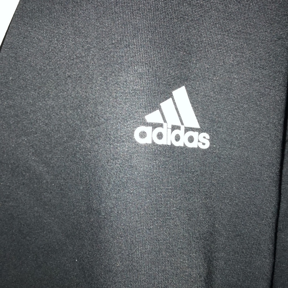adidas Women's Primegreen Comfort Fleece Loose Cropped Black 3-Stripes T… - Picture 7 of 16